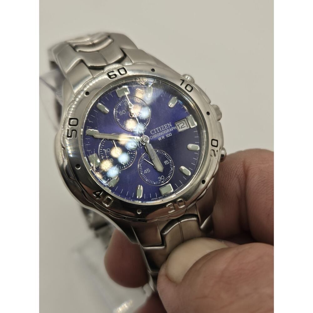 Citizen Chronograph 42mm Watch 0510-S92294 GN-4-S. New Battery. 8.5+" Band - Picture 3 of 10